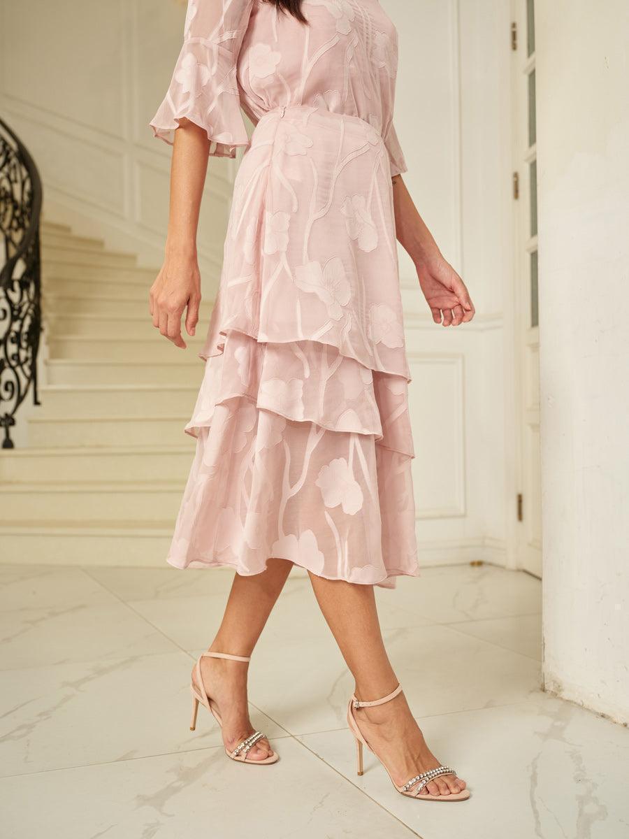 Floral Chiffon Midi Skirt
