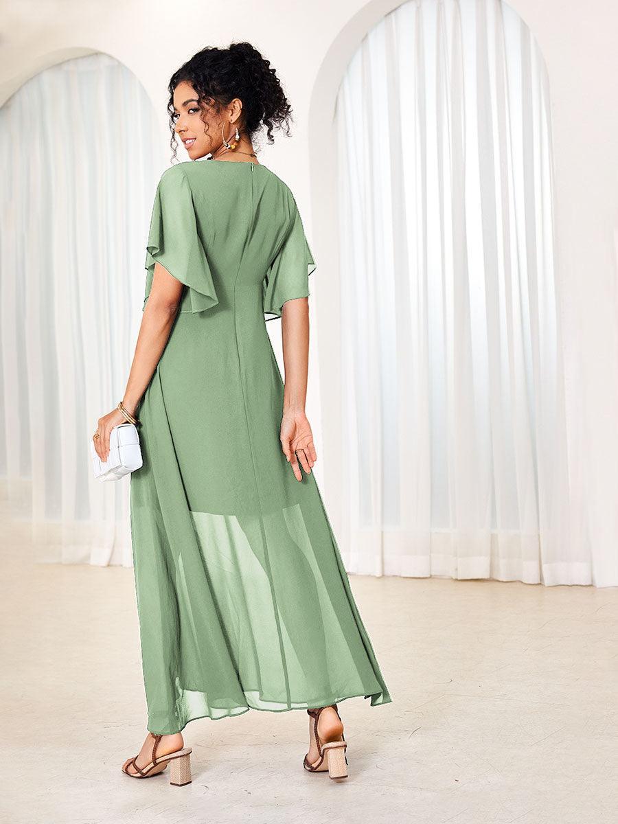 Elegantes Chiffonkleid mit Rüschen und Flatterärmeln