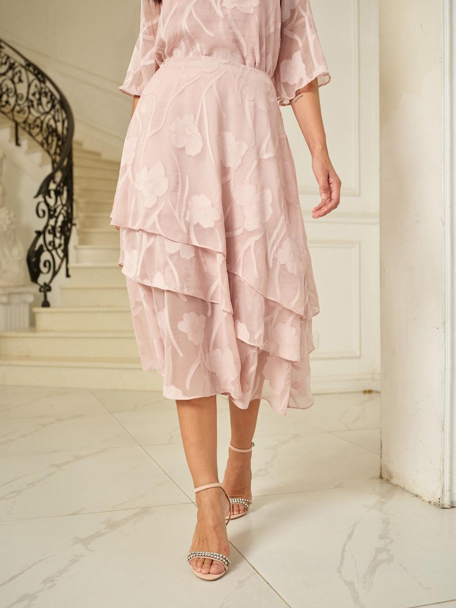 Floral Chiffon Midi Skirt