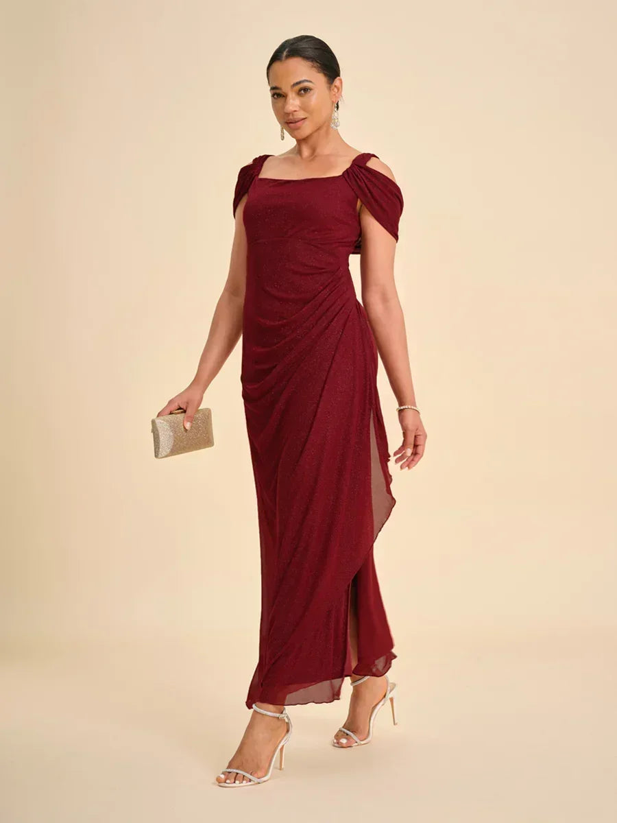 Cold Shoulder Glitter Metallic Knit Dress