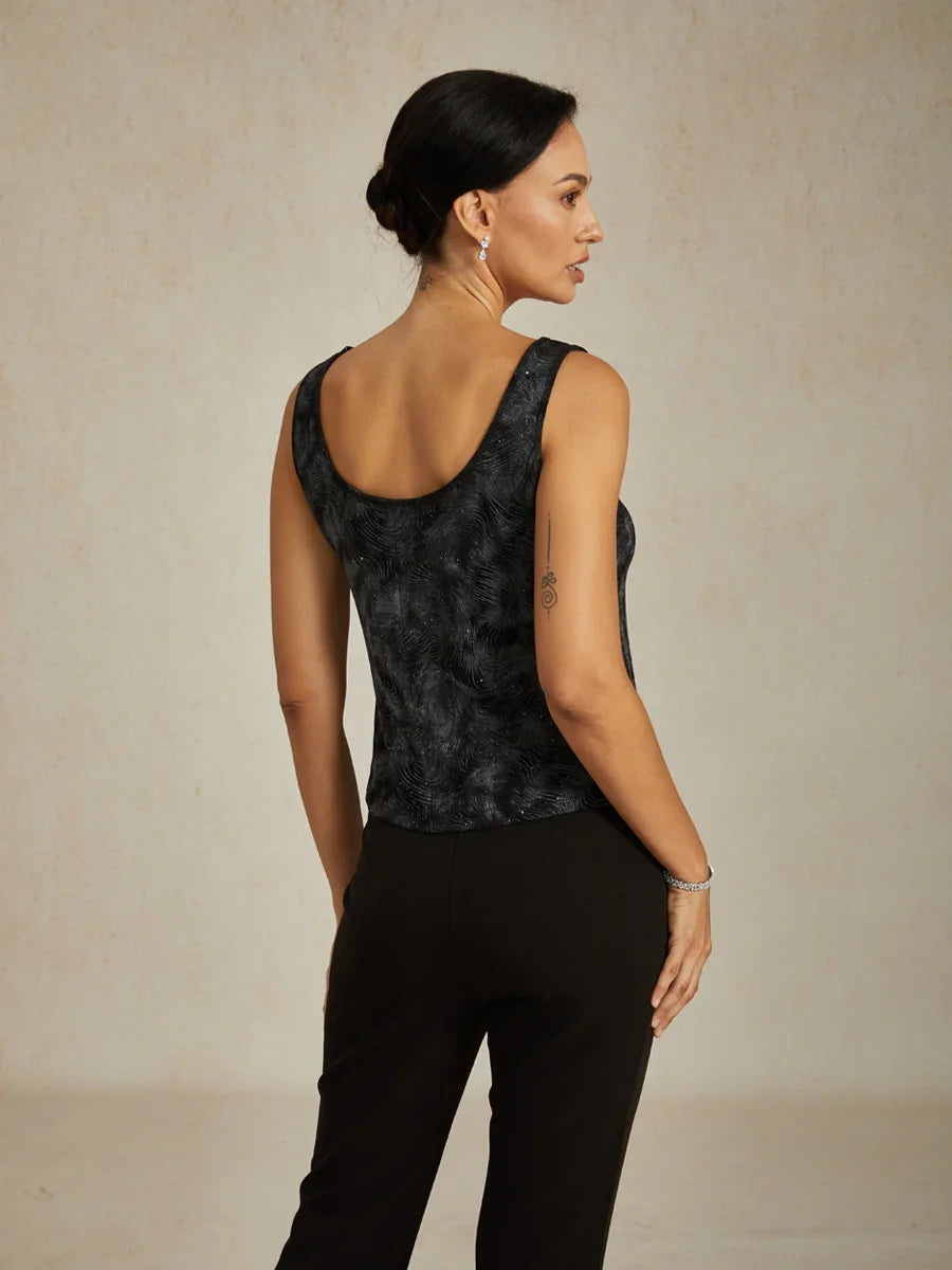 Glitter Knit Mandarin Jacket and Tank Twinset