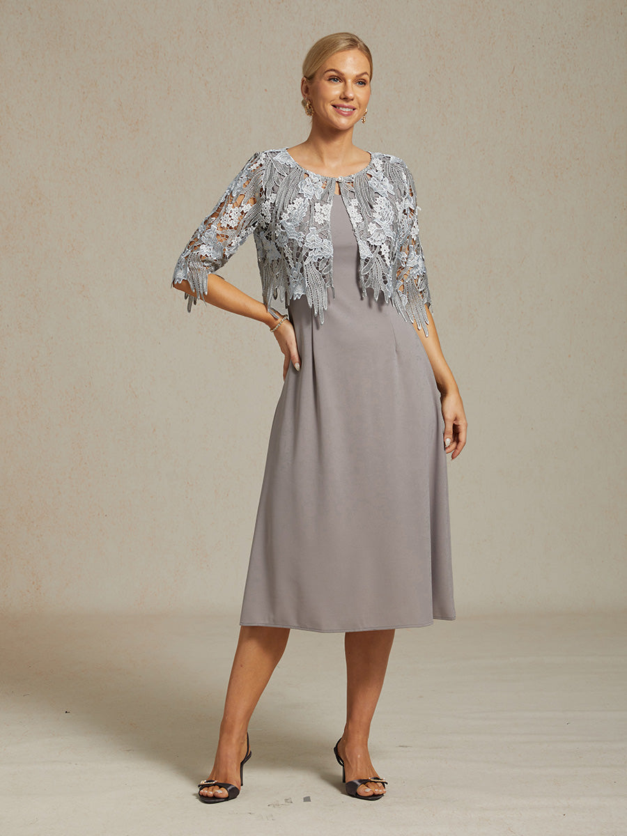 Chic Embroidered Lace Jacket with Rhinestone Button