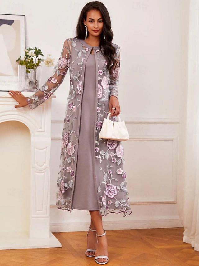 A-line Dress With Embroidered Lace Jacket