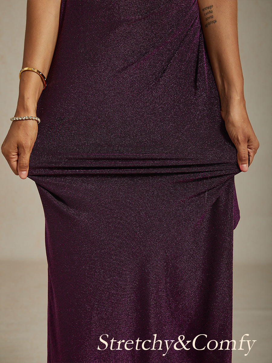 Glitzerkleid mit kalten Schultern