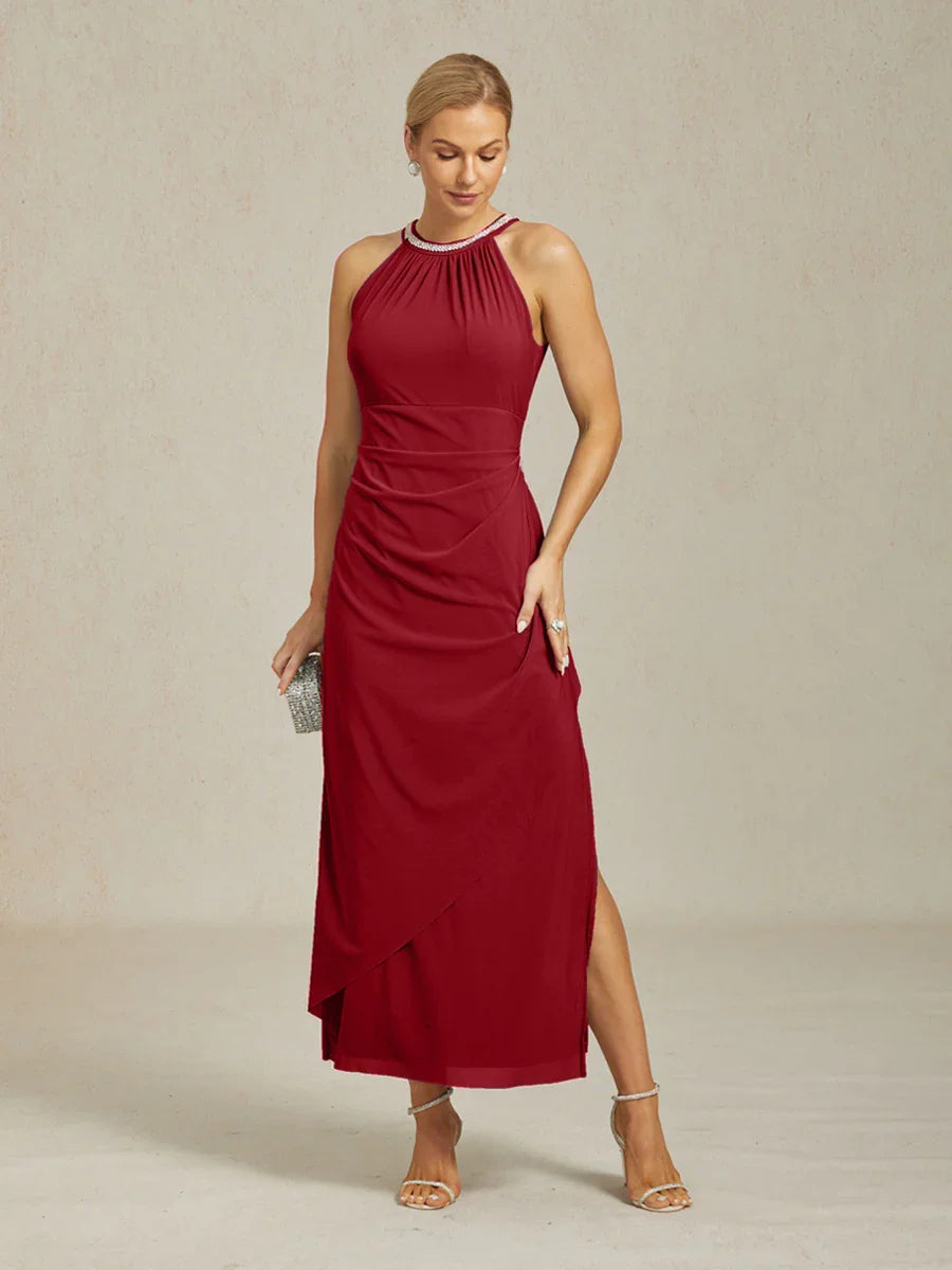 Bloemen Chiffon Avondjurk met Asymmetrische Zoom