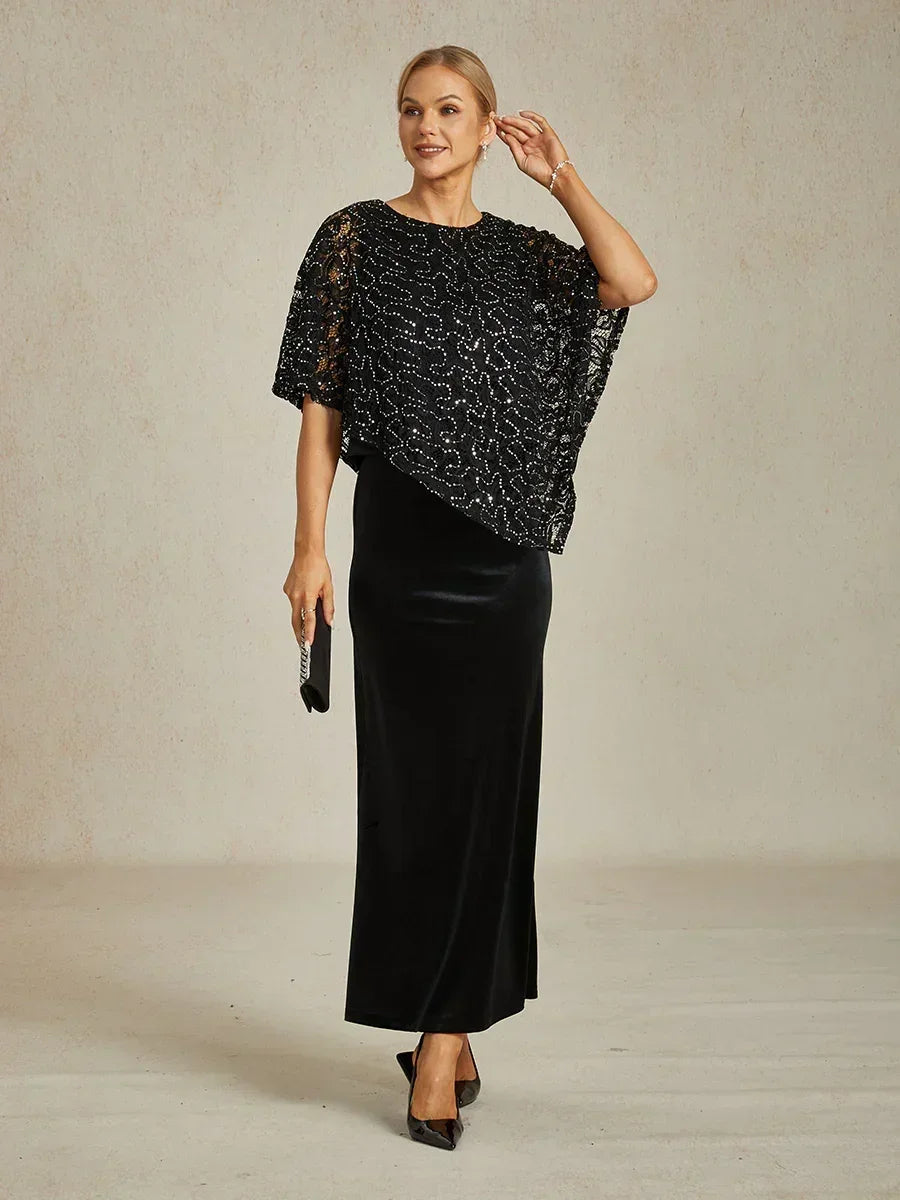 Shimmering Sequin Lace Cape Top