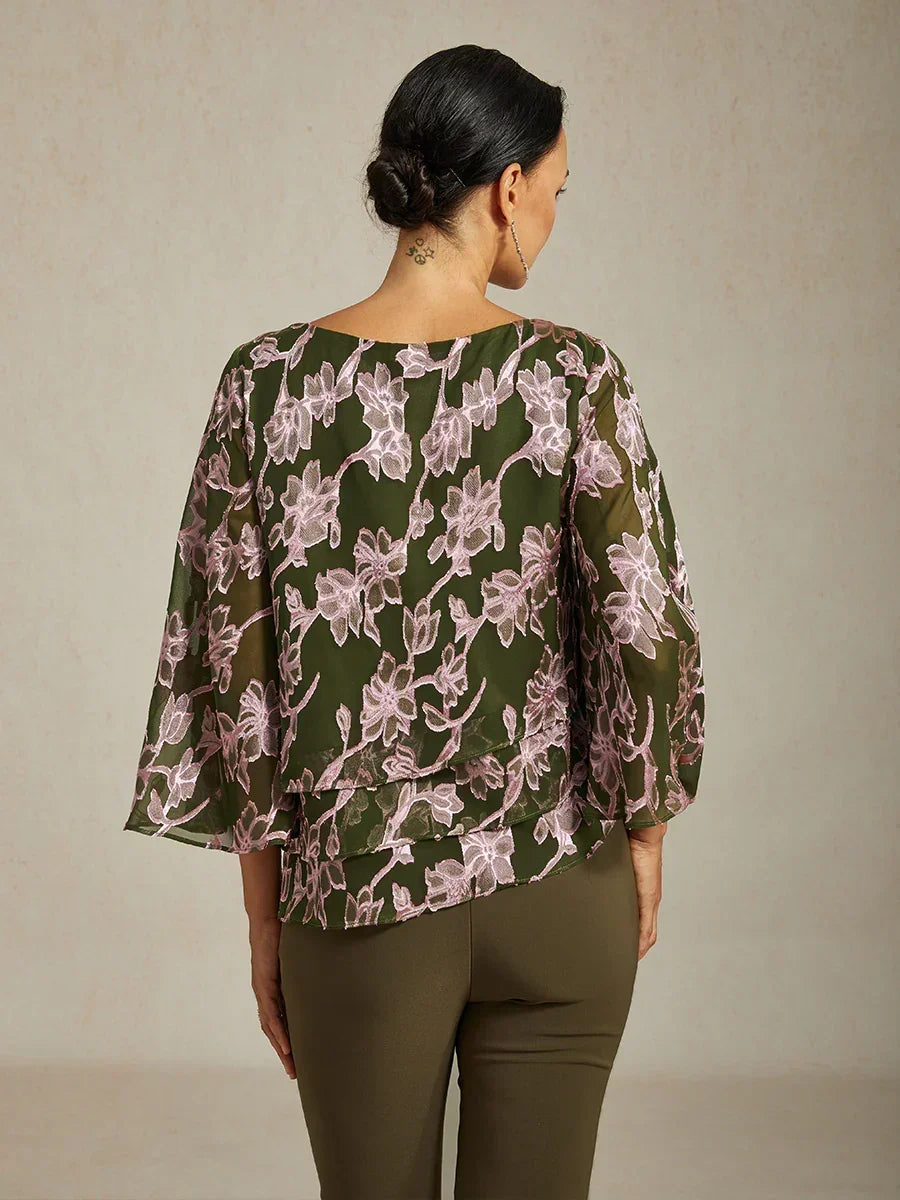 Chiffon Bloemenlaagjes Blouse