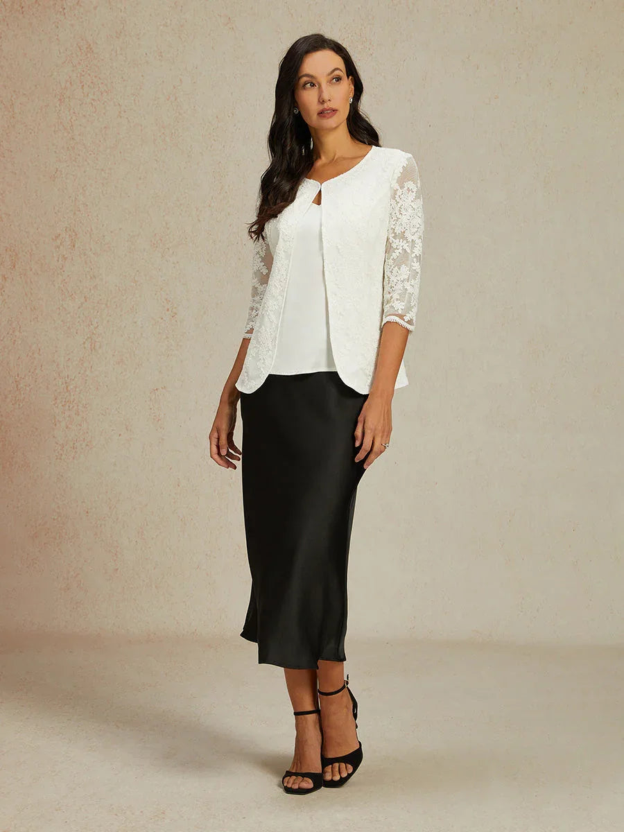 Floral Embroidered Lace Open Jacket