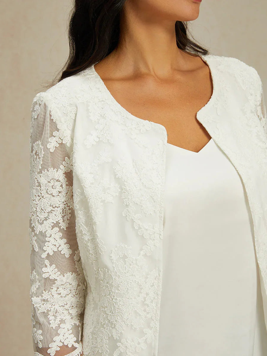 Floral Embroidered Lace Open Jacket