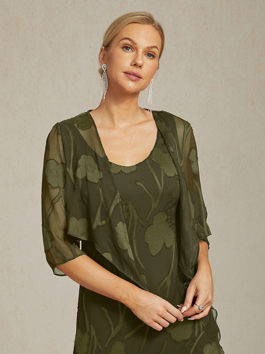 Floral Sheer Chiffon 3/4 Sleeve Cardigan