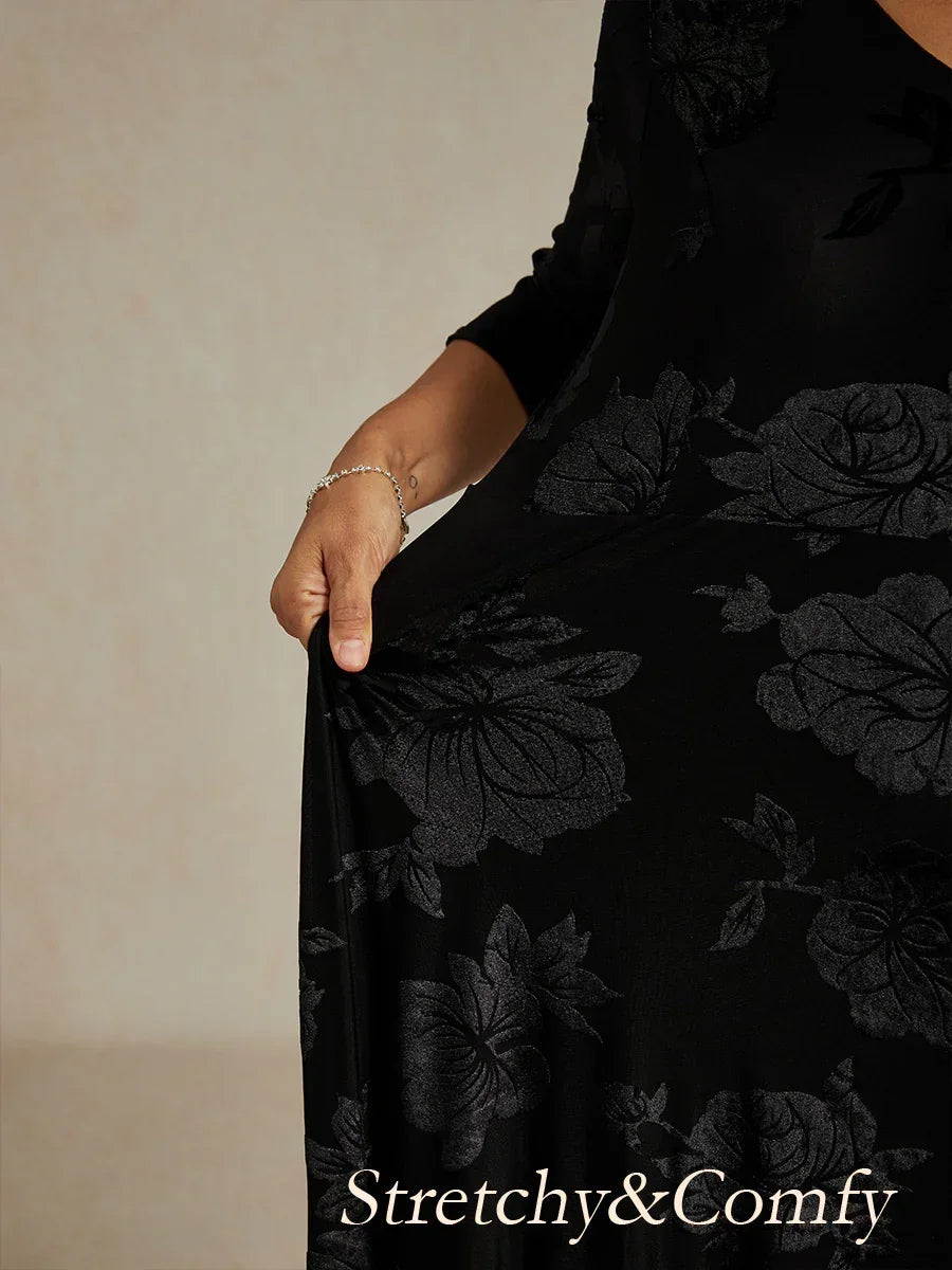 Maxikleid mit Rüschen und flatternder Spitze