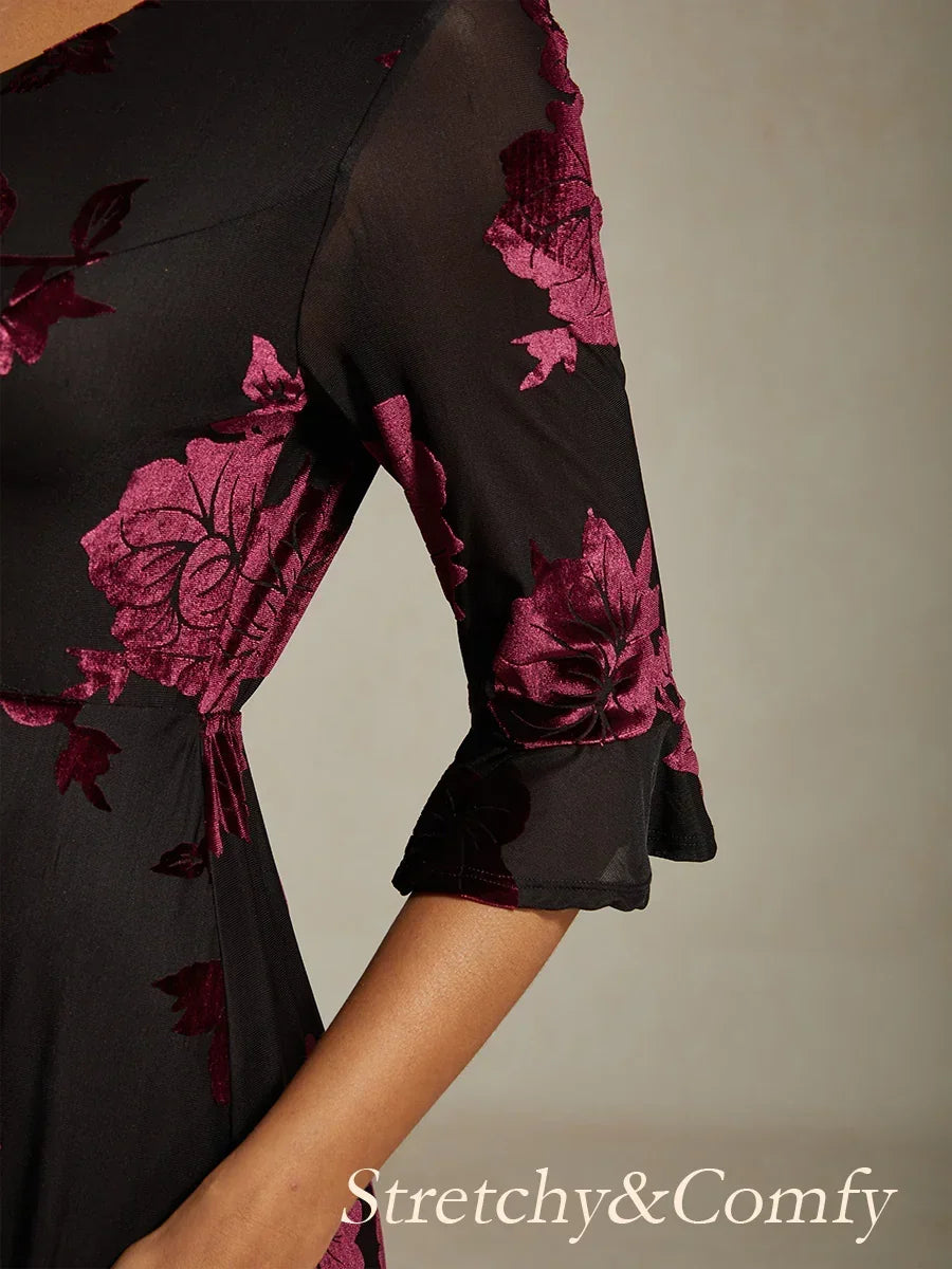 Maxikleid mit Rüschen und flatternder Spitze