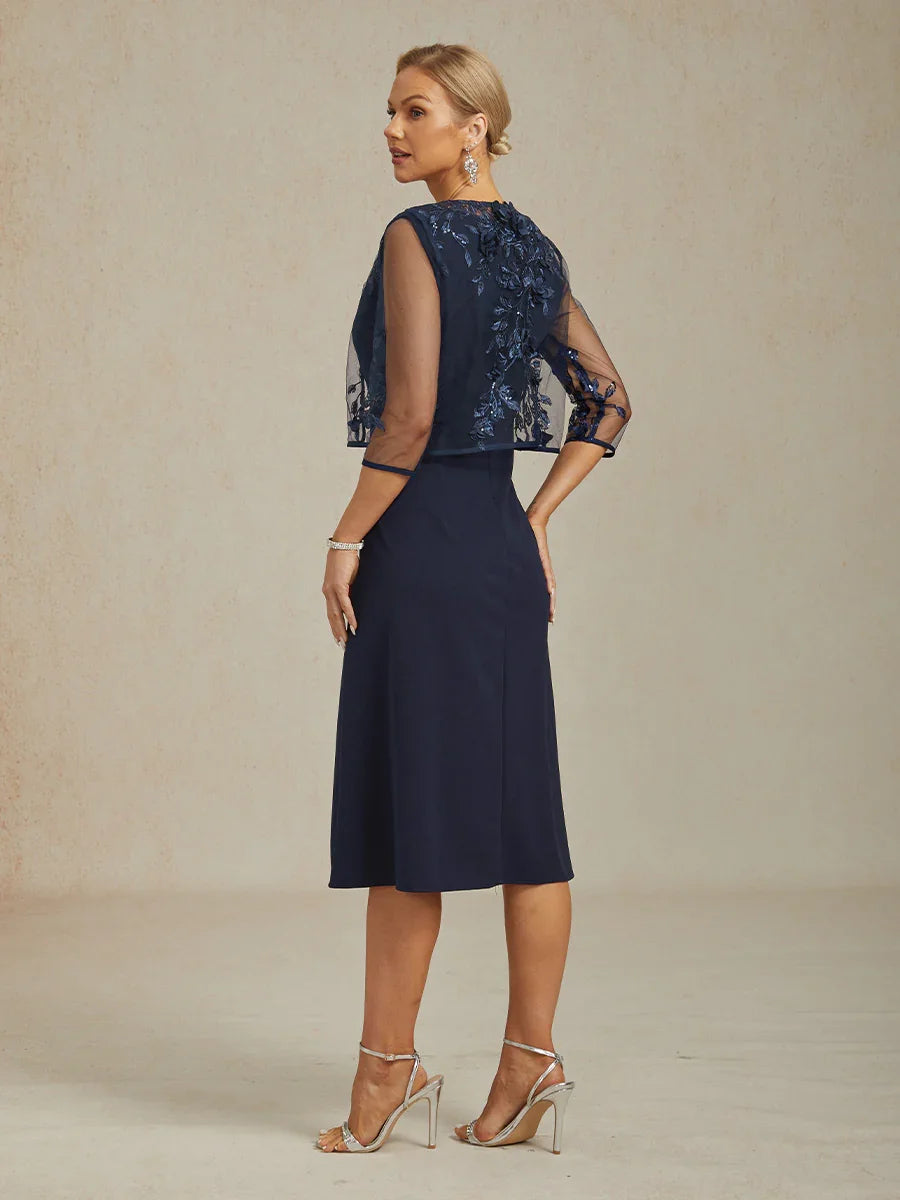 Graceful Mesh Lace Jacket with 3D Floral Embellishments