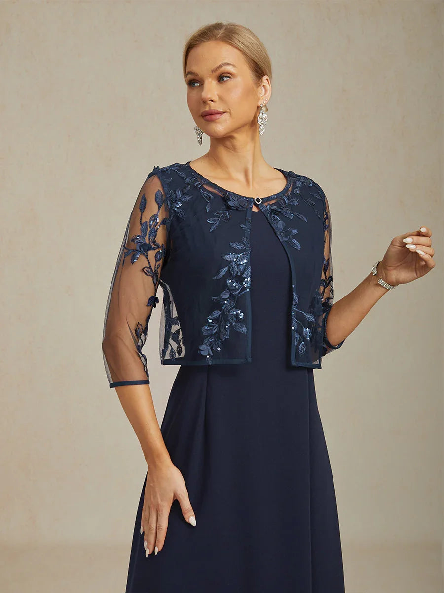 Graceful Mesh Lace Jacket with 3D Floral Embellishments