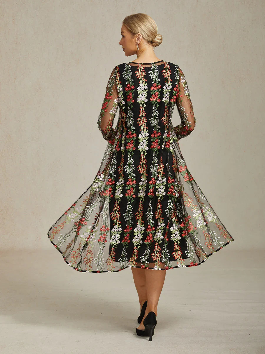 Long Floral Embroidered Lace Jacket