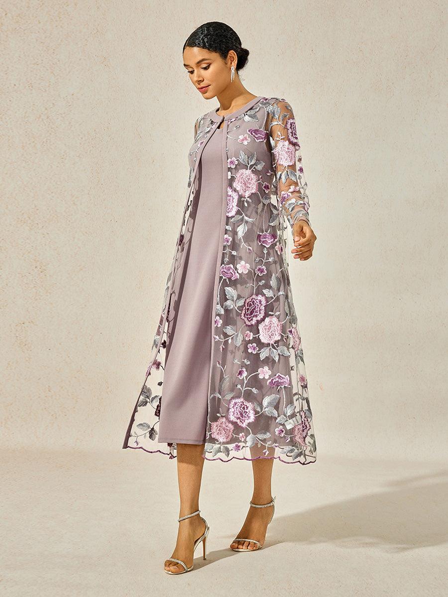 A-line Dress With Embroidered Lace Jacket