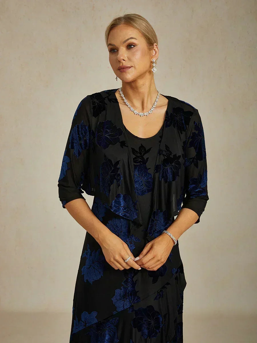 Cardigan à manches 3/4 en mousseline transparente à fleurs