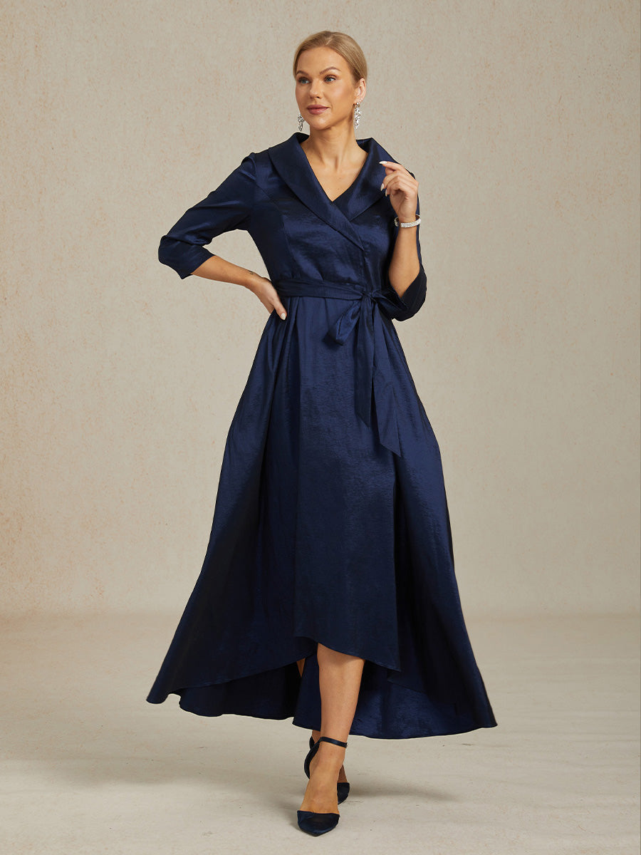 Bloemen Chiffon Avondjurk met Asymmetrische Zoom