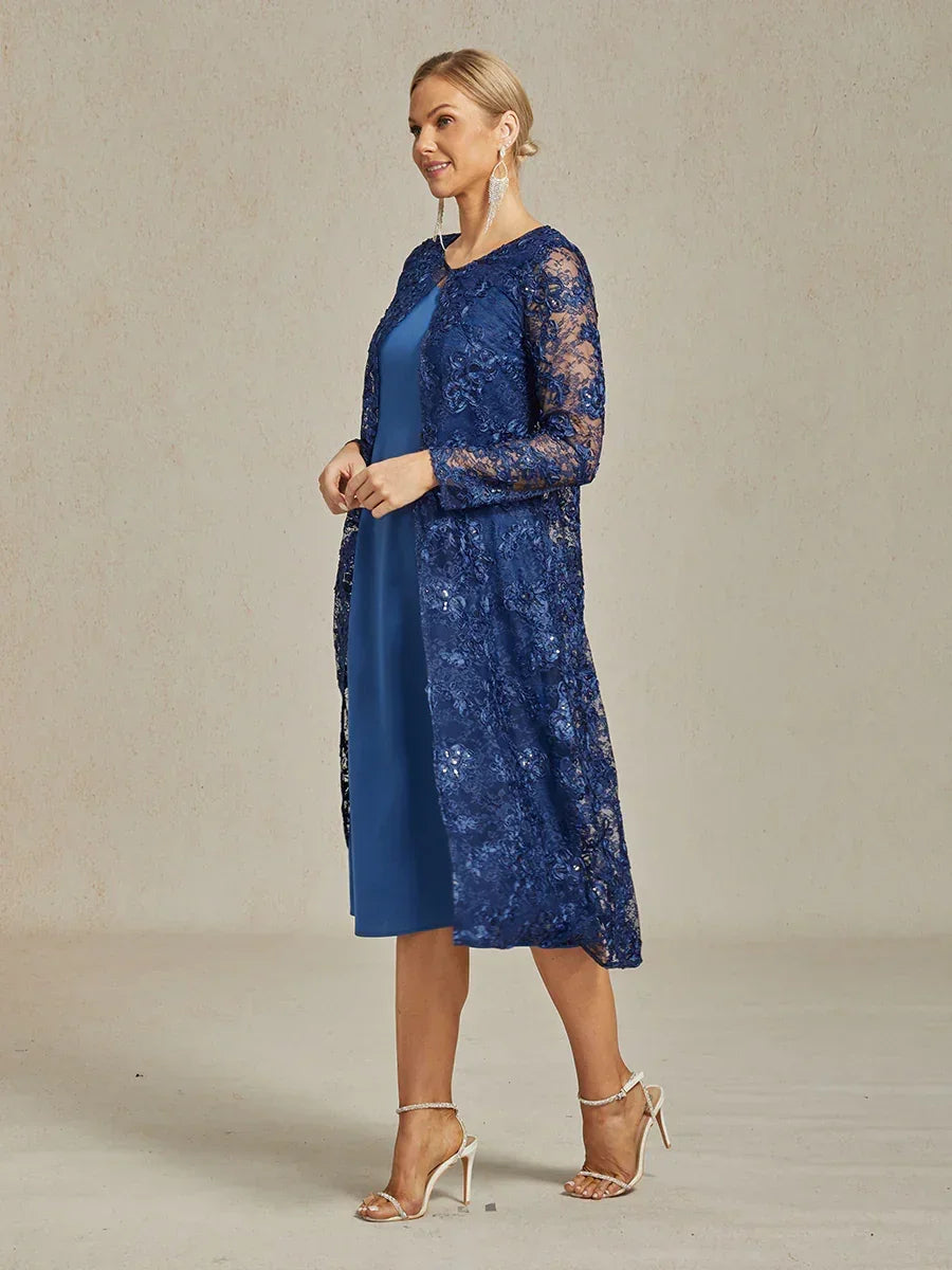 Rosette Lace Long Jacket with Sequin Detail