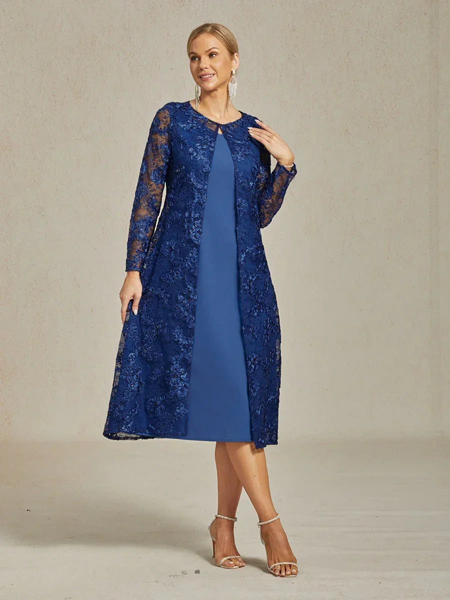 Rosette Lace Long Jacket with Sequin Detail