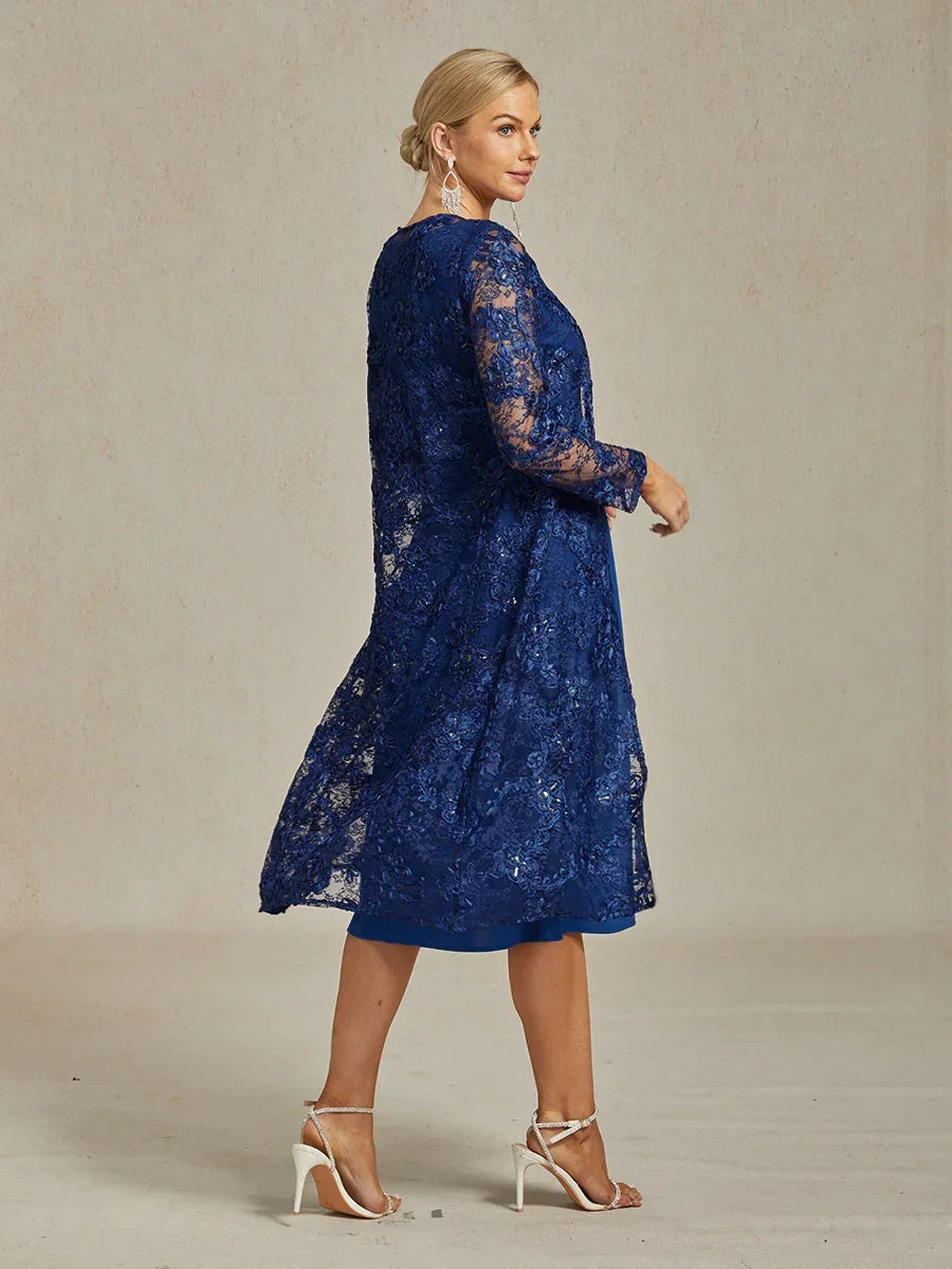 Rosette Lace Long Jacket with Sequin Detail