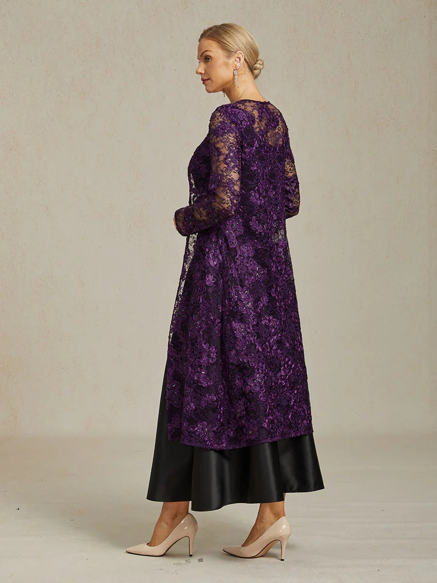 Rosette Lace Long Jacket with Sequin Detail