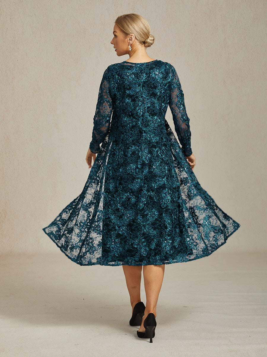 Rosette Lace Long Jacket with Sequin Detail