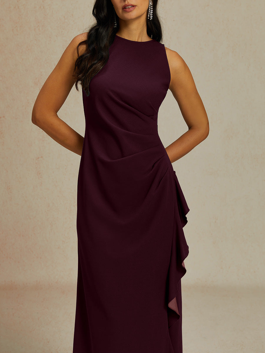 Stretch Formal Gown with Ruffle Detail