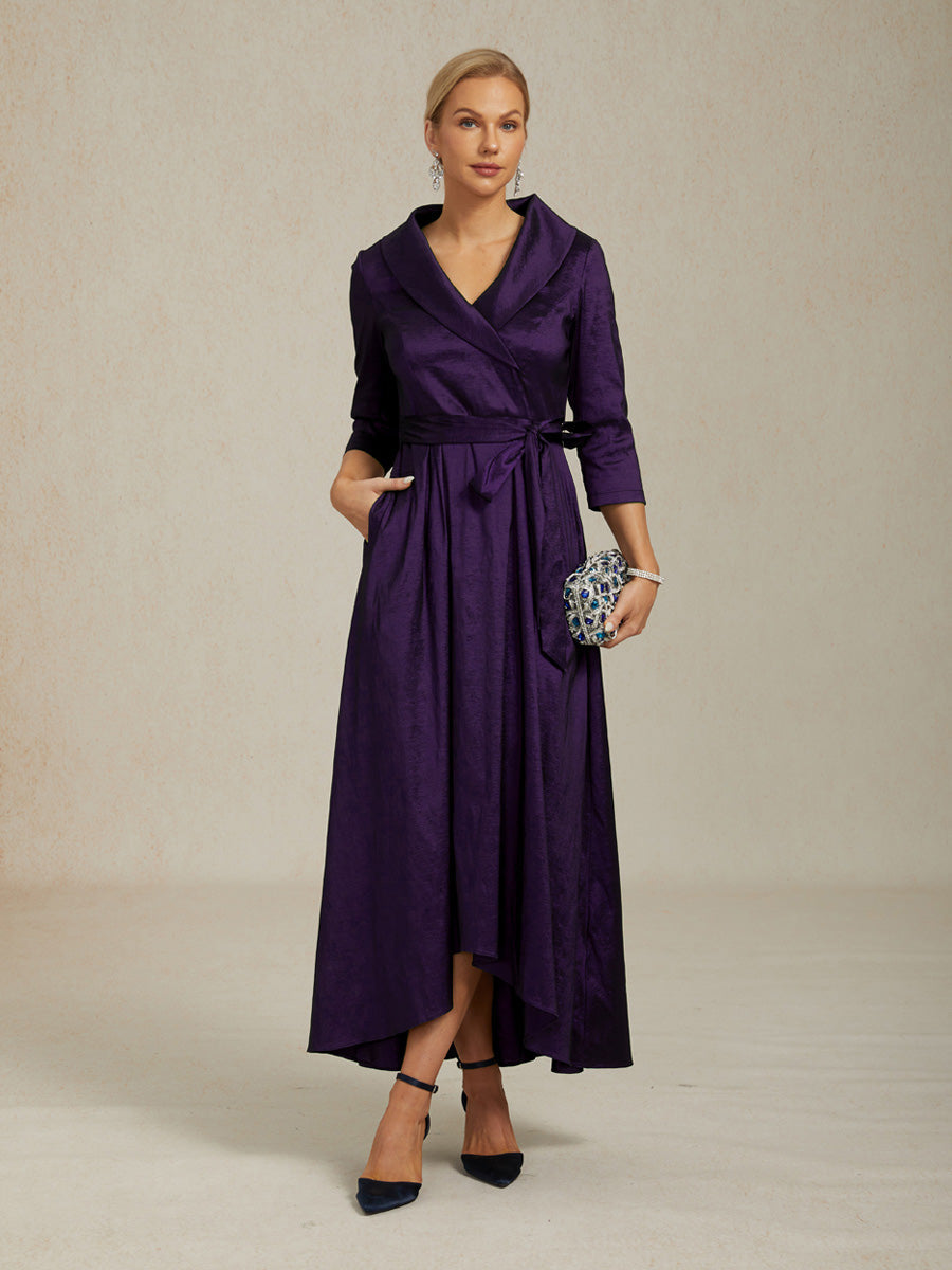 Bloemen Chiffon Avondjurk met Asymmetrische Zoom