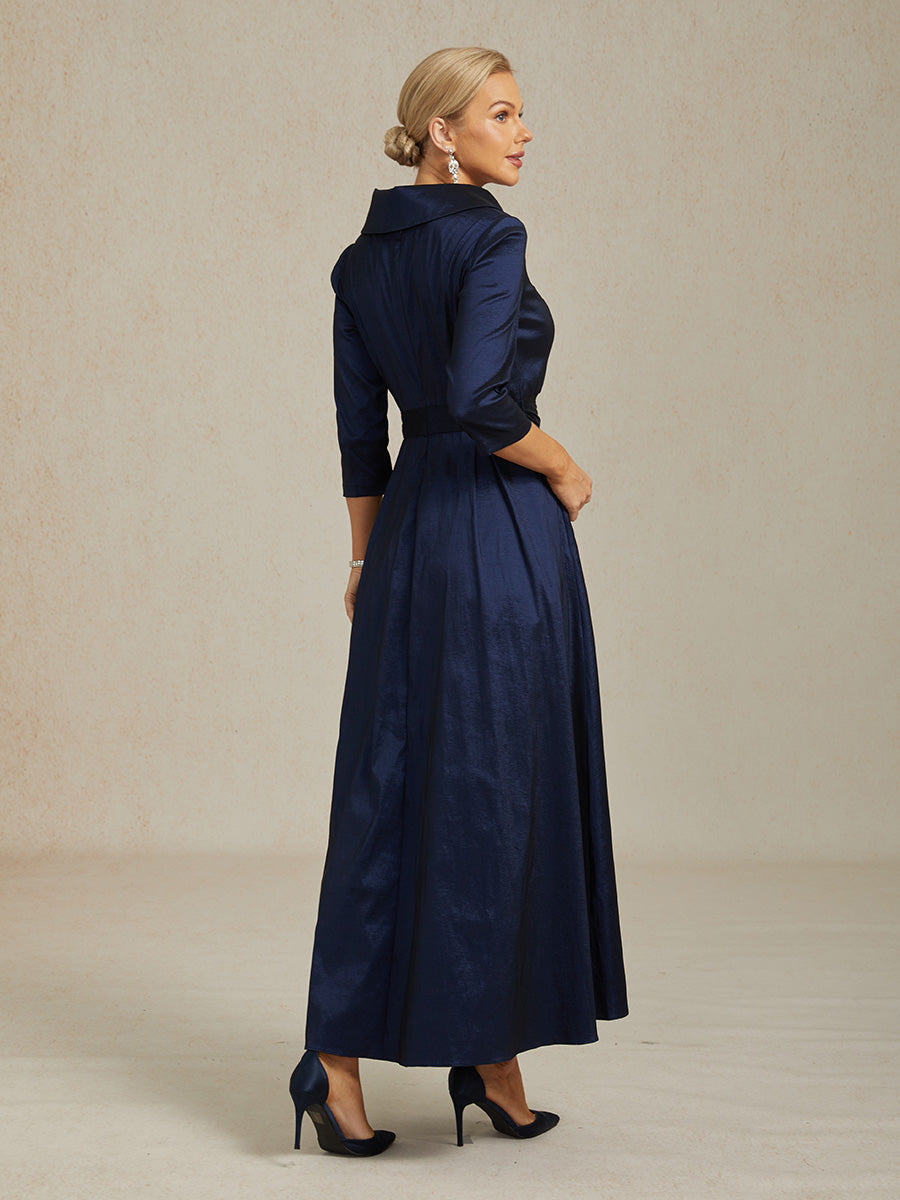 Stretch Taffeta Cocktail Dress with Tie Belt