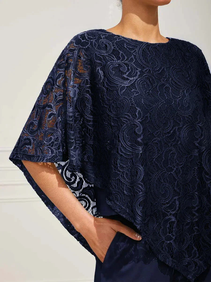 Elegante kanten top met vleermuismouwen