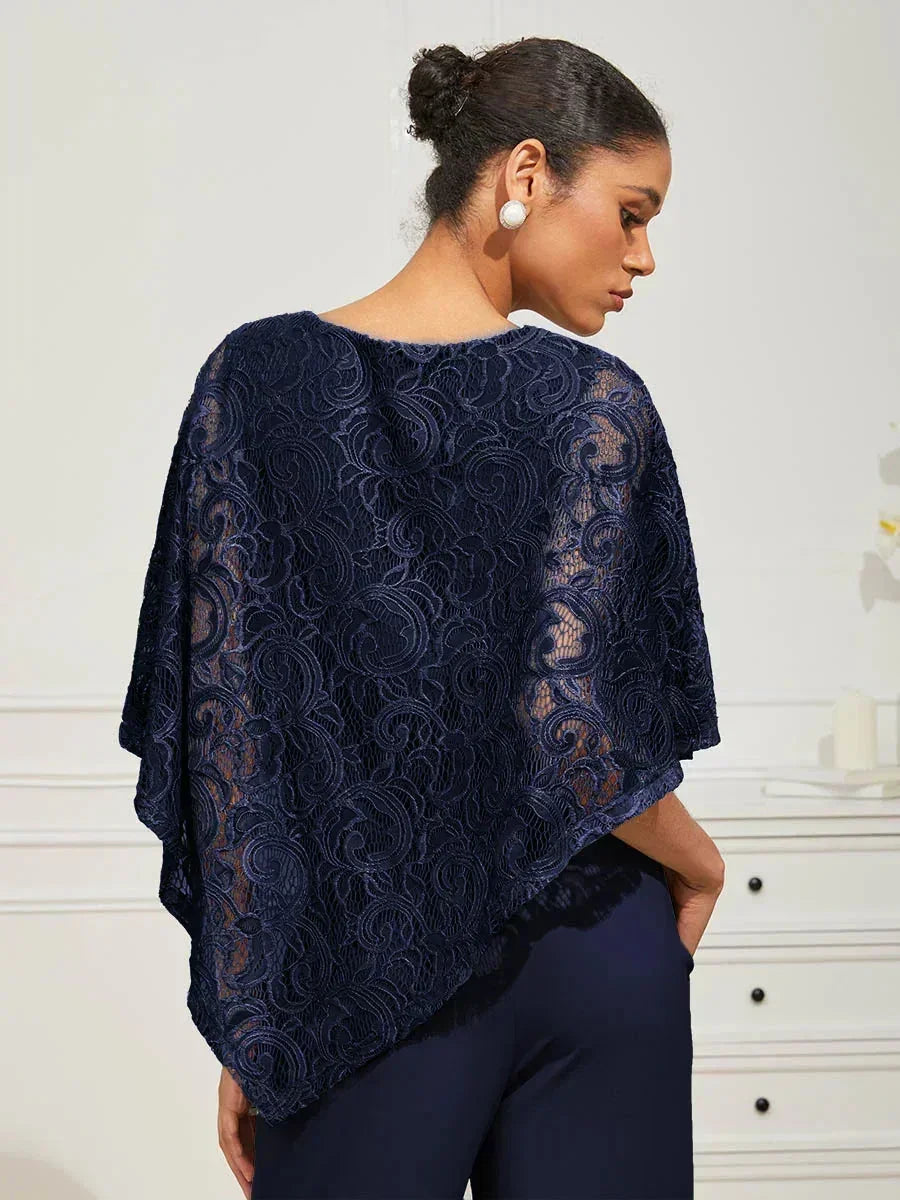 Elegante kanten top met vleermuismouwen