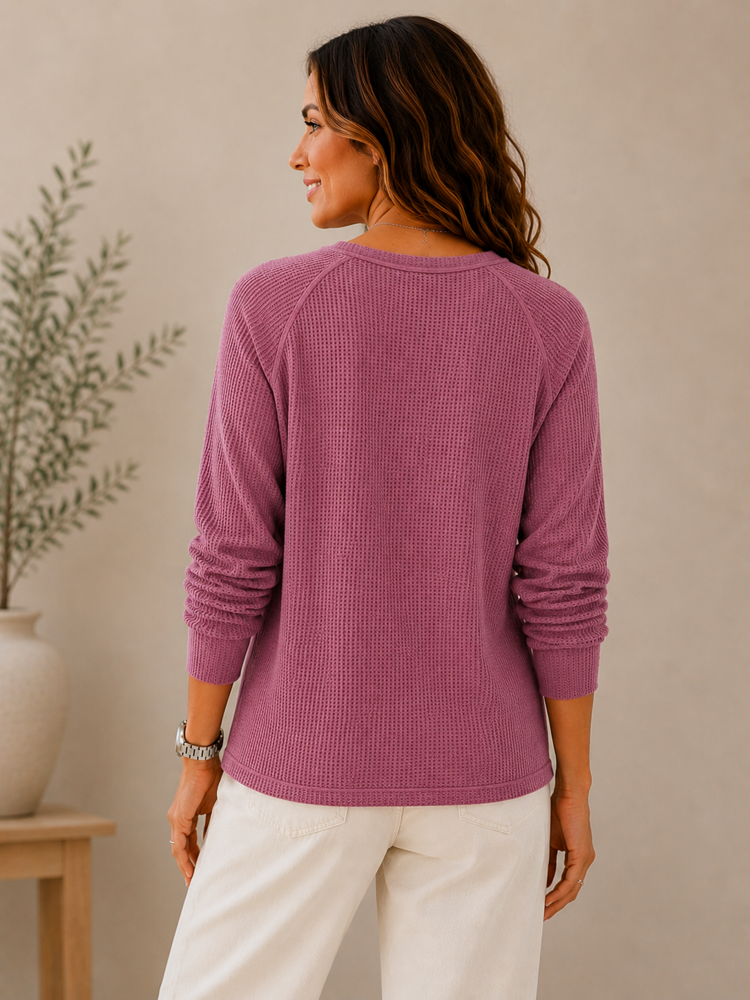 Cotton Waffle Henley Shirt
