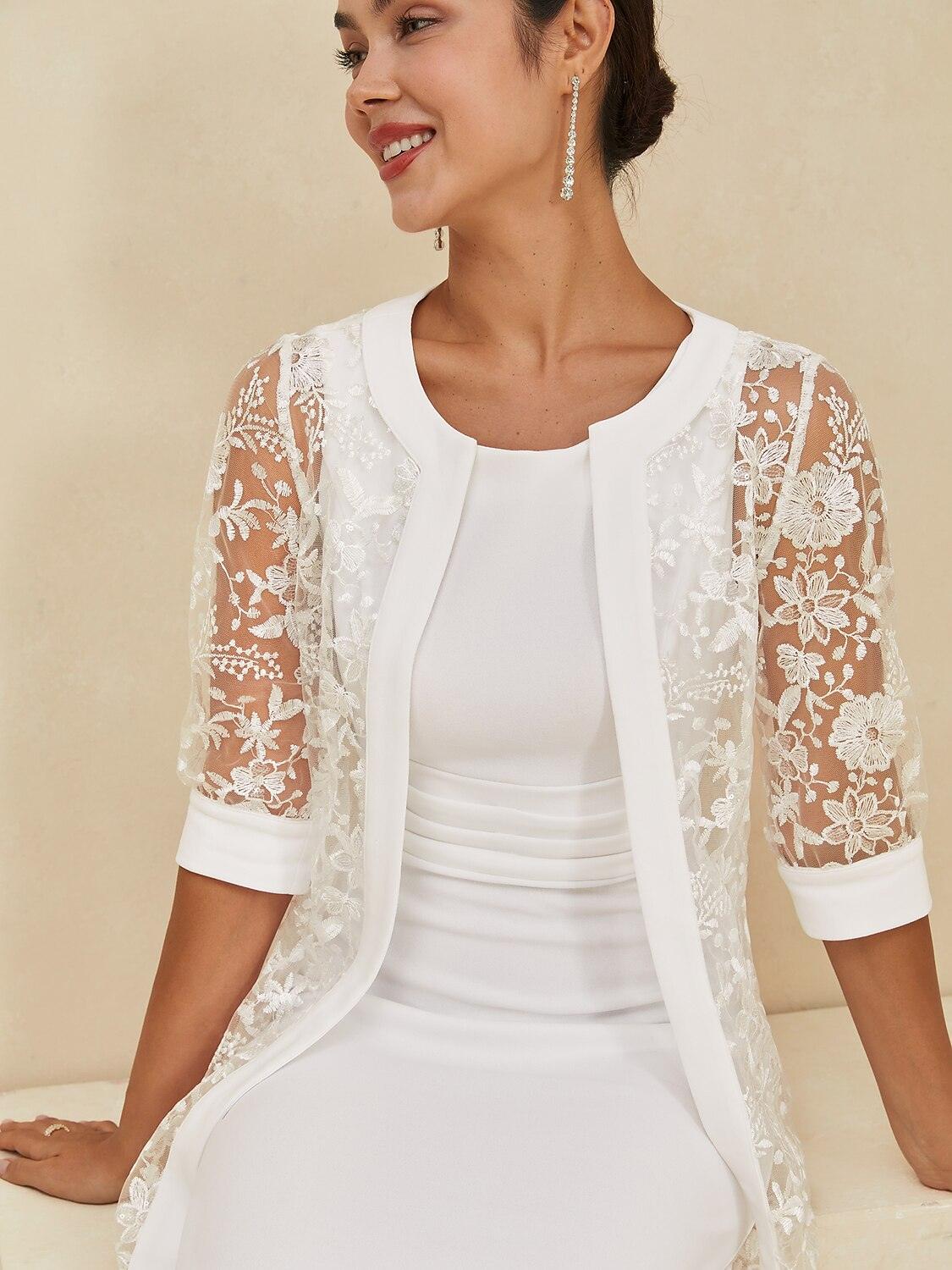 Lace Crew Neck Half Sleeve Dress Set