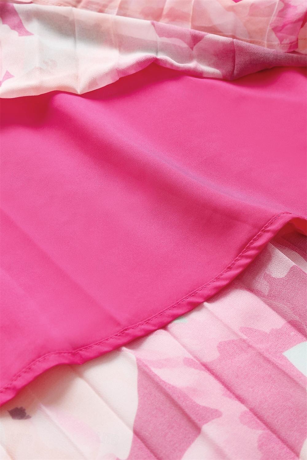 Plissiertes Maxikleid aus Chiffon mit Blumenmuster