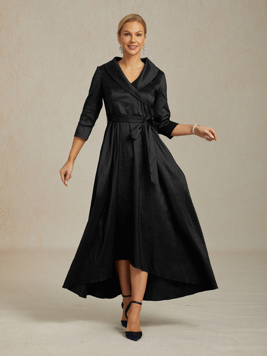 Bloemen Chiffon Avondjurk met Asymmetrische Zoom