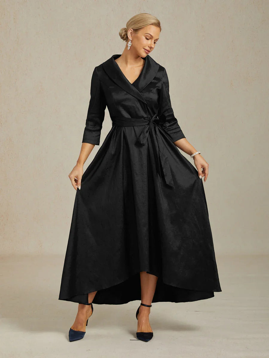Florales Chiffon-Abendkleid mit asymmetrischem Saum