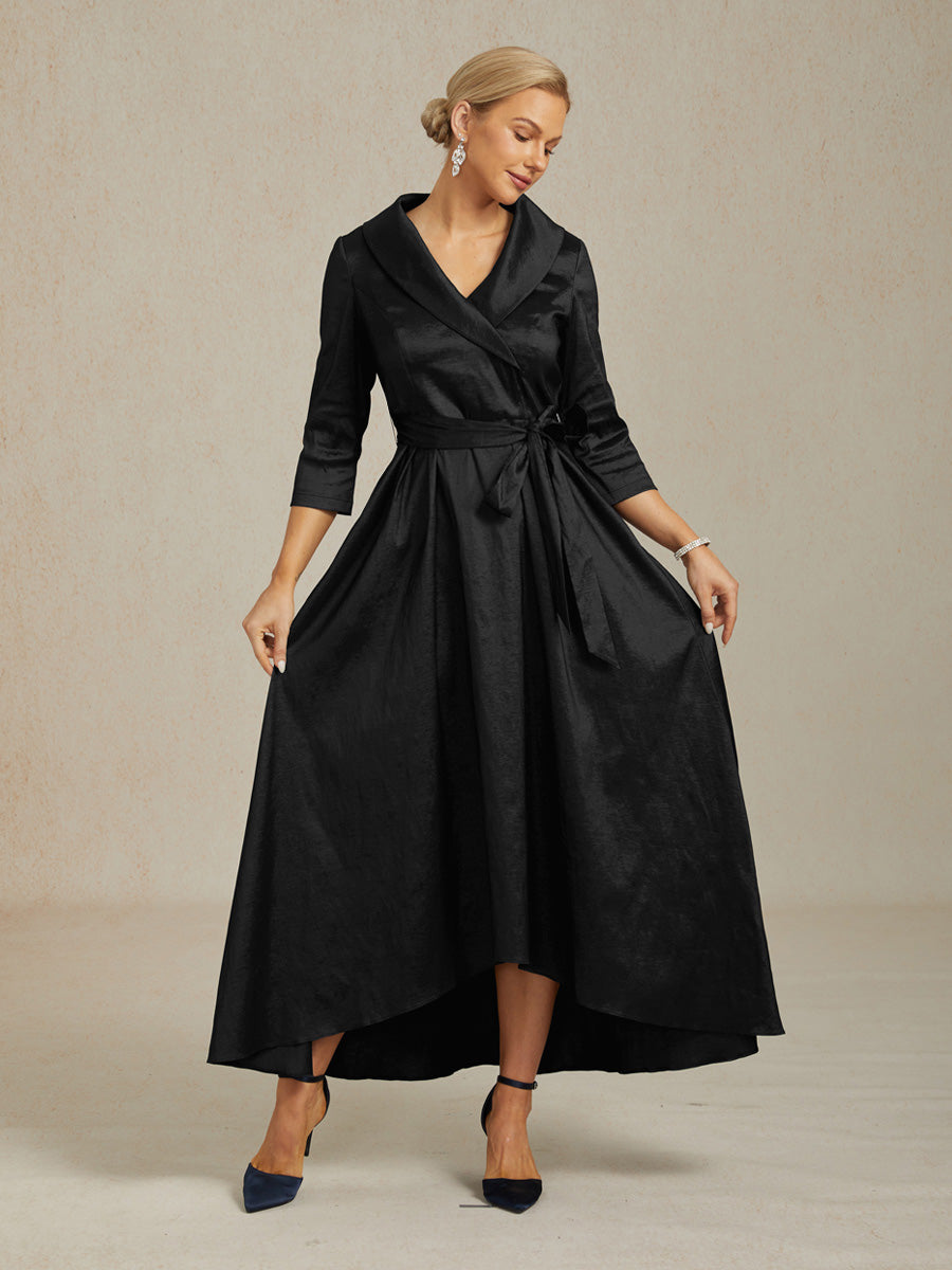 Bloemen Chiffon Avondjurk met Asymmetrische Zoom