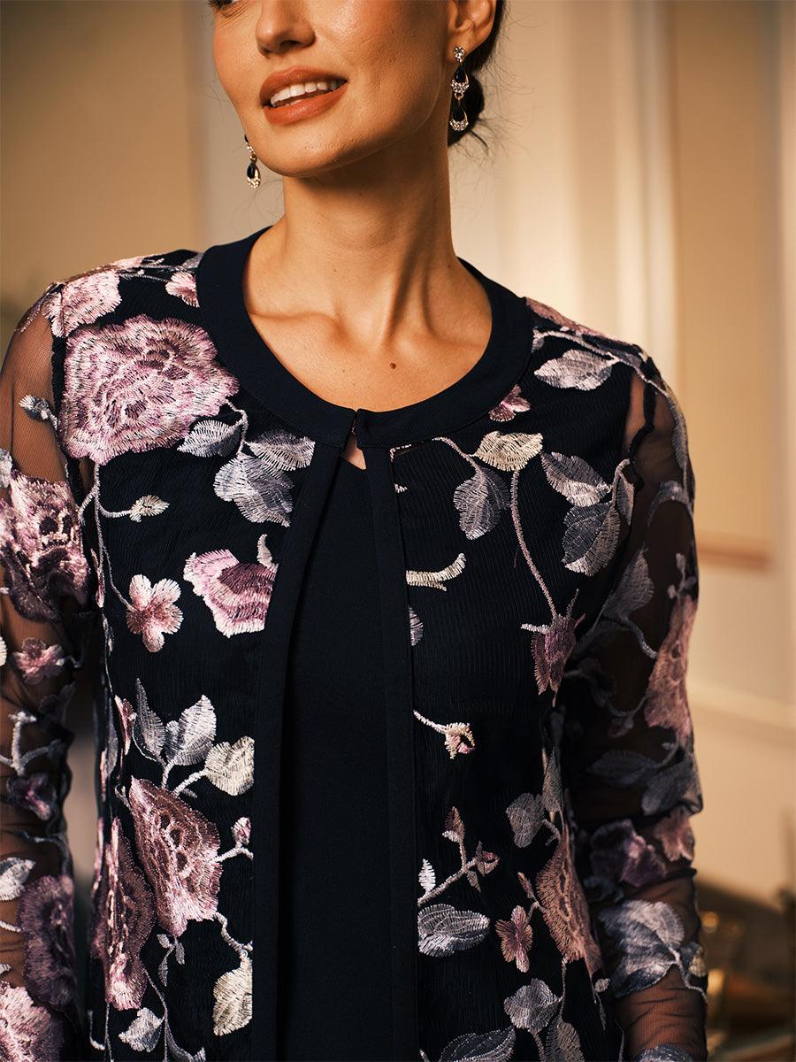 Embroidered Mesh Cardigan