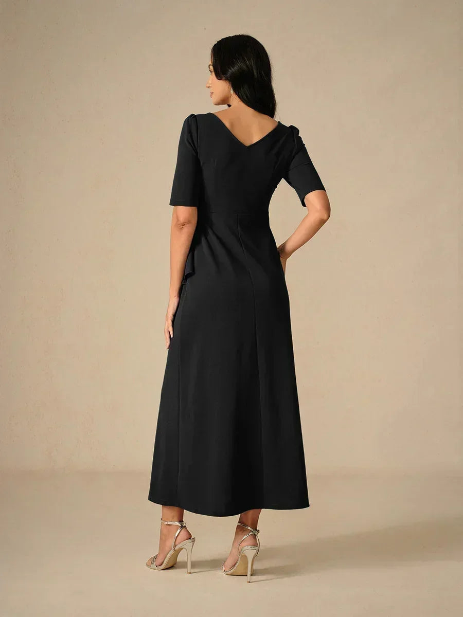 Robe longue élégante à volants