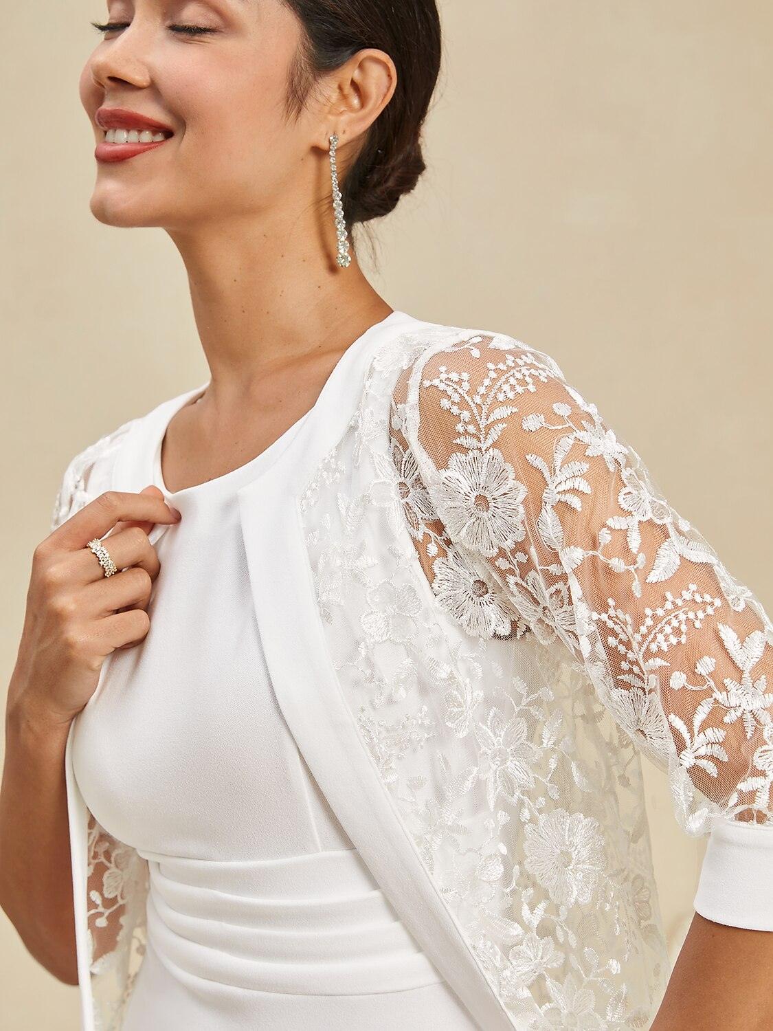 Lace Crew Neck Half Sleeve Dress Set