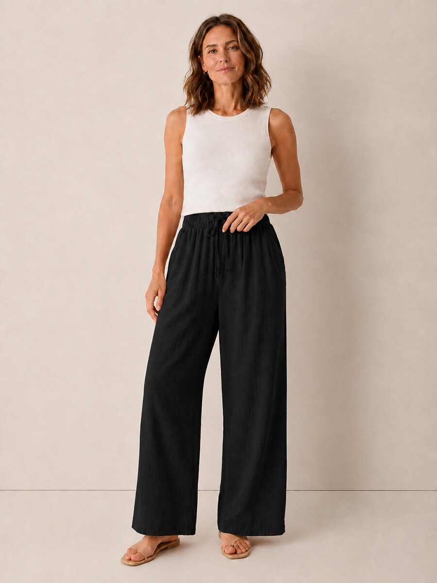 Premium Linen Wide-Leg Culottes