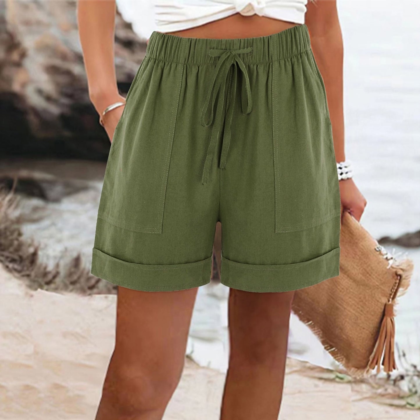 Women's Cotton Linen Vacation Shorts
