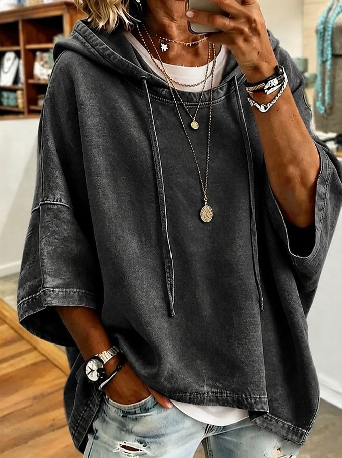 Washed 100% Cotton Hooded Sweatshirt