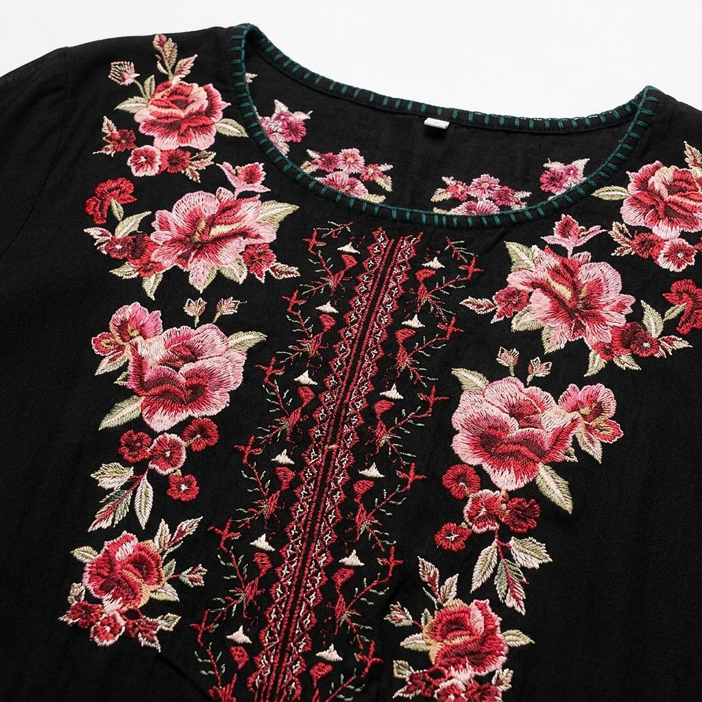 Embroidered 100% Cotton Tunic Shirt