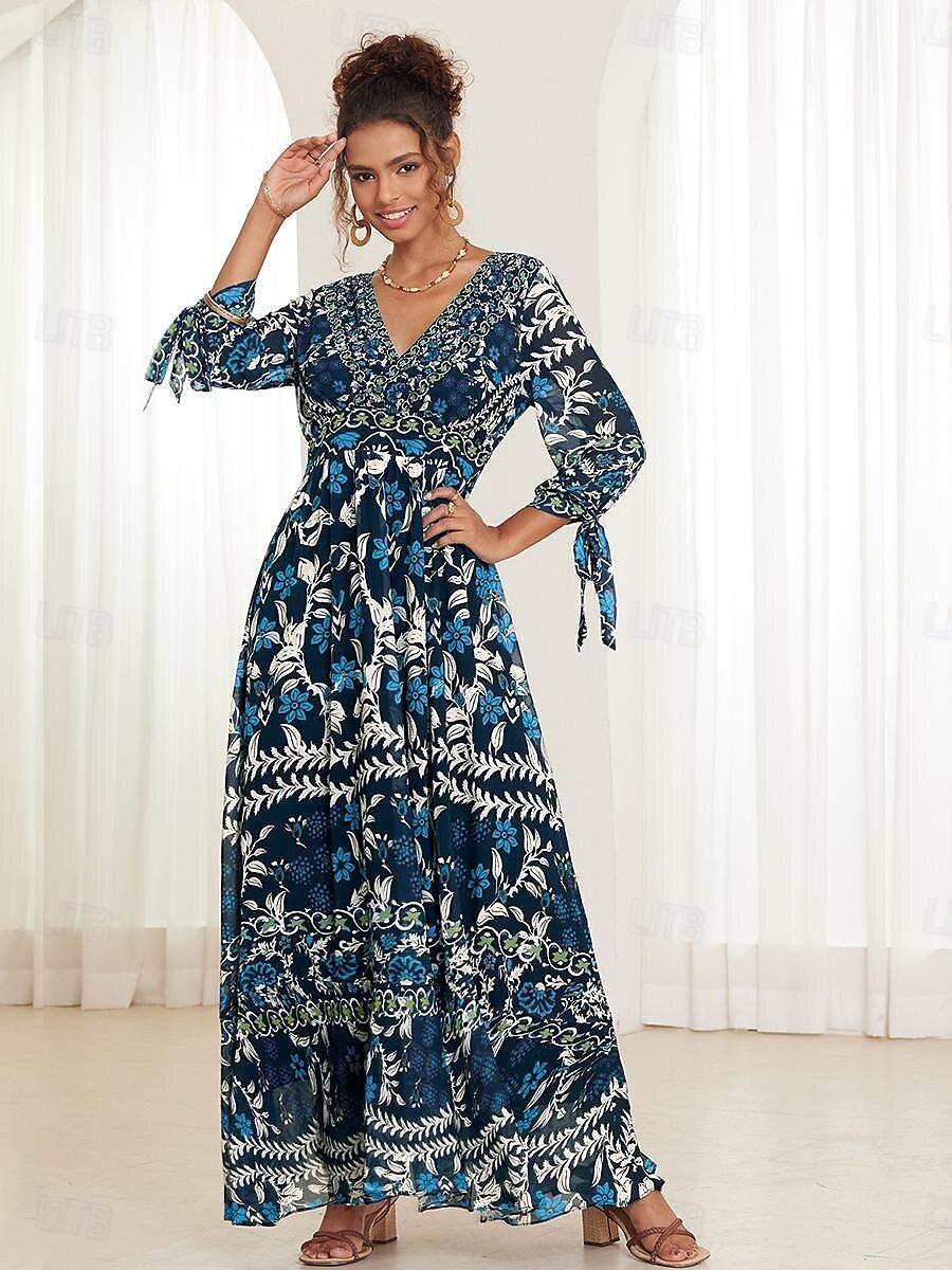 Bohemian Floral Chiffon Maxi Dress
