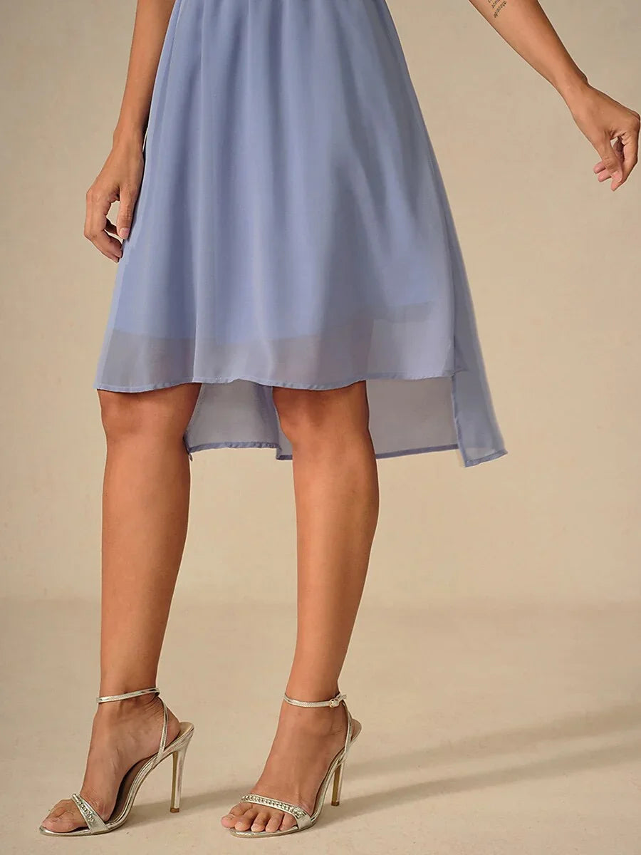 Elegant Pastel Pink A-Line Chiffon Dress