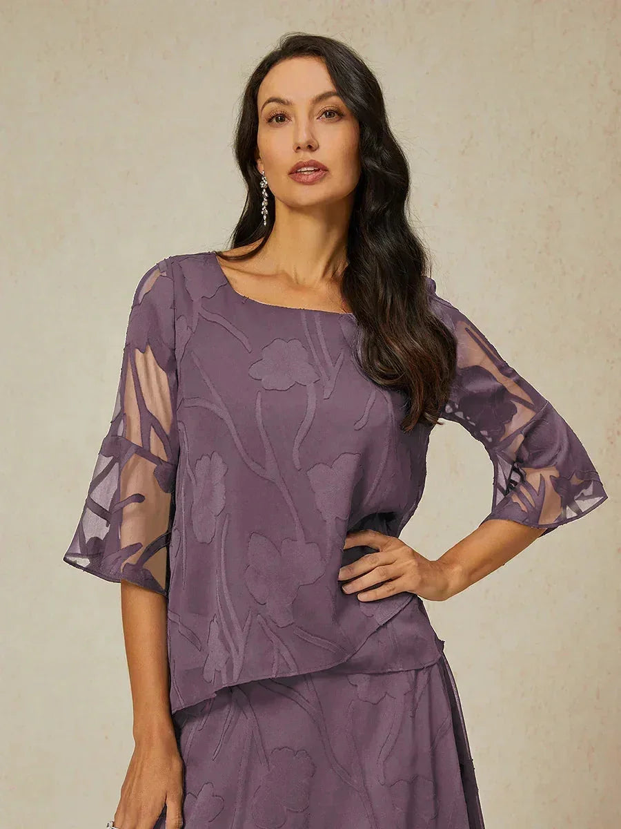 Elegante Chiffonbluse mit asymmetrischem Saum