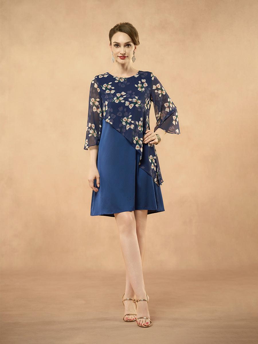 Chiffonkleid mit floralem Patchwork