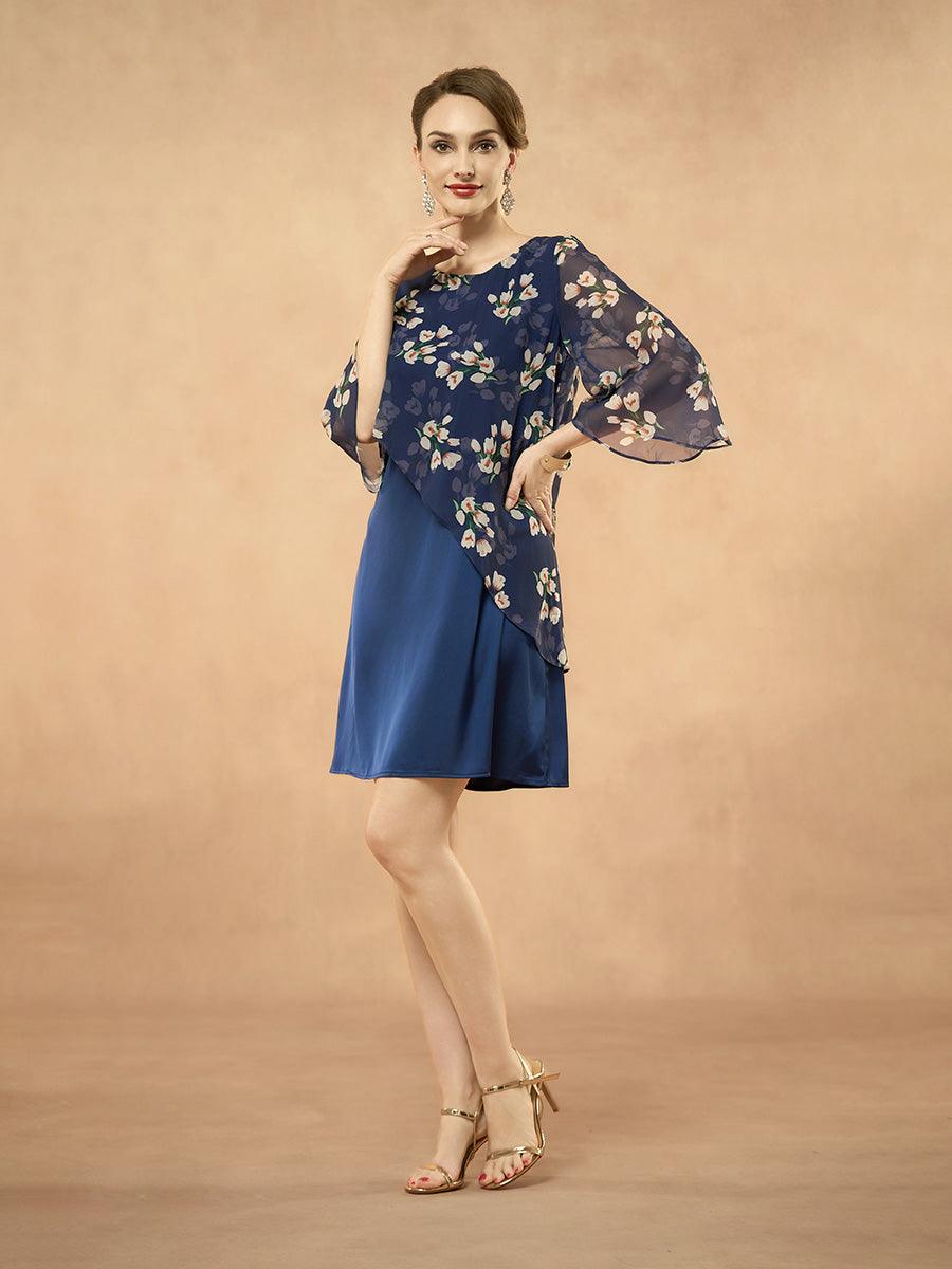 Chiffonkleid mit floralem Patchwork